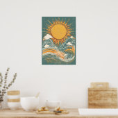 Sonnenschein über Sonnenhimmel Illustration Wand K Poster (Küche)