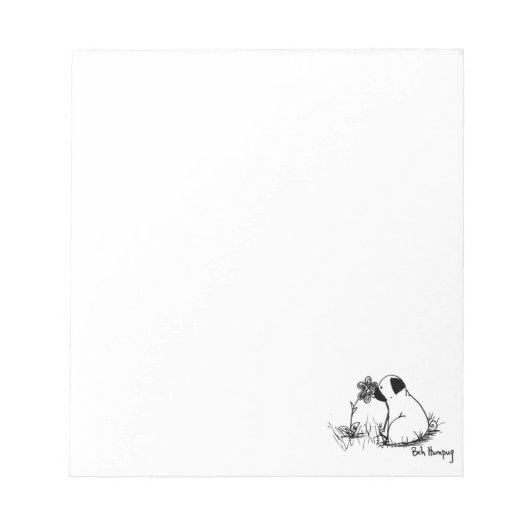 Sonnenschein und Blume Mops Notizblock (Vorderseite)