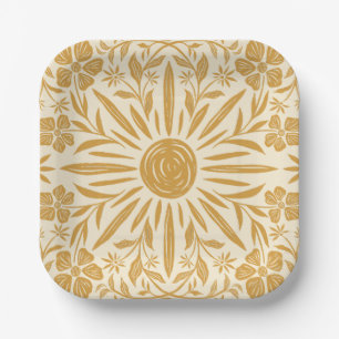 Sonnenschein und Blumenmuster-Papierplatte Pappteller
