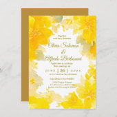 Sonnenschein und Blüten: Gelbe Wasserfarbe Einladung (Vorne/Hinten)