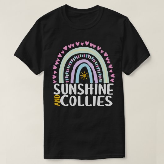 Sonnenschein und Colliese Niedliches Regenbogenges T-Shirt (Design vorne)