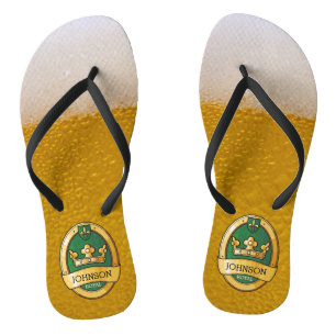 Sonnenschein und Cooles Bier Glass Golden Abzeiche Badesandalen