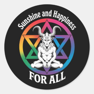 Sonnenschein und Glück für alle satanischen LGBTQ- Runder Aufkleber