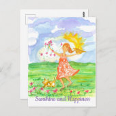 Sonnenschein und Glück Mädchen Hund Inspiration Postkarte (Vorne/Hinten)
