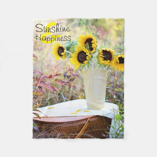 Sonnenschein und Glück Sonnenblumen Fleecedecke (Vorderseite)