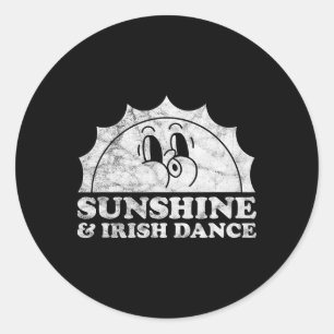 Sonnenschein und irischer Tanz Retro Vintage Sonne Runder Aufkleber