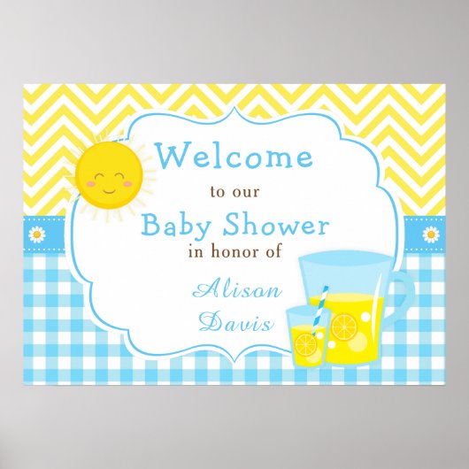 Sonnenschein und Lemonade Blau & Gelb Dusche Party Poster (Vorne)