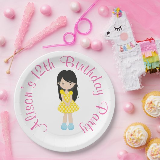 Sonnenschein und Lemonade Schwarzes Haar Girl Pappteller (Party)