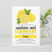 Sonnenschein und Lemonade zum Geburtstag Einladung (Stehend Vorderseite)