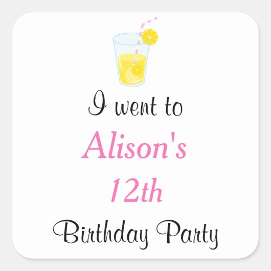 Sonnenschein und Lemonade zum Geburtstag Quadratischer Aufkleber (Vorderseite)