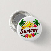 Sonnenschein und Palmen Rund Abzeichen Button (Vorne & Hinten)