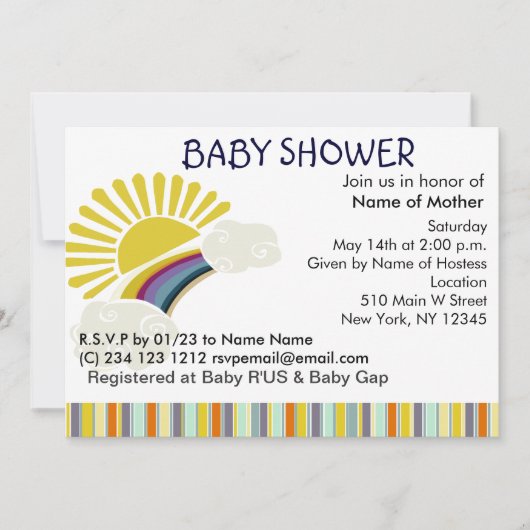 Sonnenschein und Regenbogen Einladung (Vorderseite)