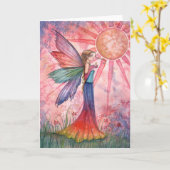 Sonnenschein und Regenbogen-Fairy-Grußkarte Karte (Gelbe Blume)