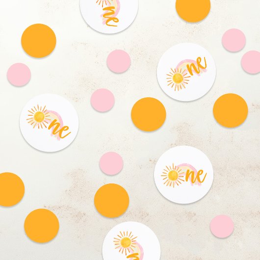 Sonnenschein und Regenbogen zum ersten Geburtstag Konfetti