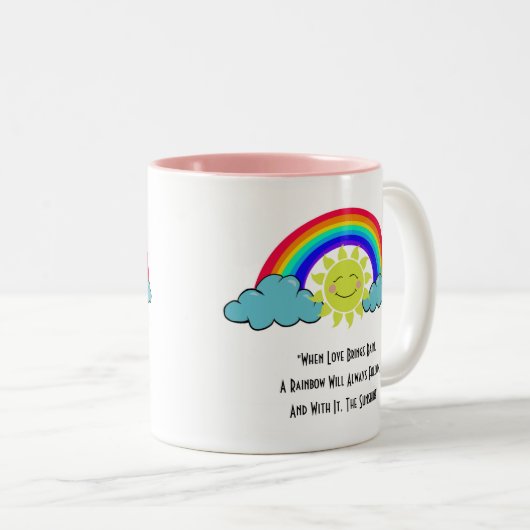 Sonnenschein und Regenbogen Zweifarbige Tasse (VorderseiteRechts)
