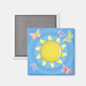 Sonnenschein und Schmetterlinge Magnet (Vorderseite/Rückseite)