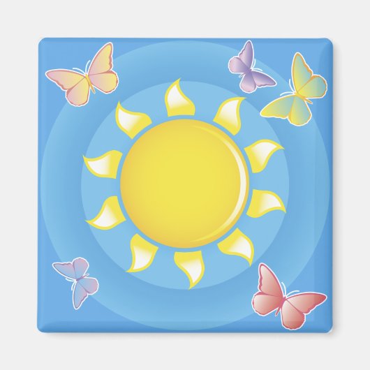 Sonnenschein und Schmetterlinge Magnet (Vorne)