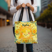 Sonnenschein und Sonnenblumen Frauen mit Namen Tasche