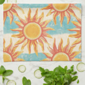 Sonnenschein und Streifen Geschirrtuch (Gefaltet)