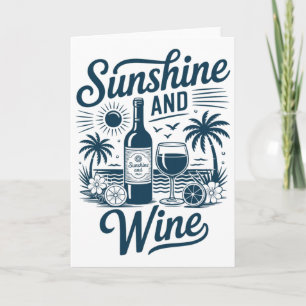 Sonnenschein und Wein Strand Retro 70er Jahre Vint Karte