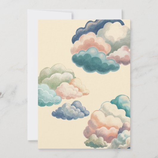 Sonnenschein und Wolken Gelb Graue Retro Baby Dusc Einladung (Rückseite)