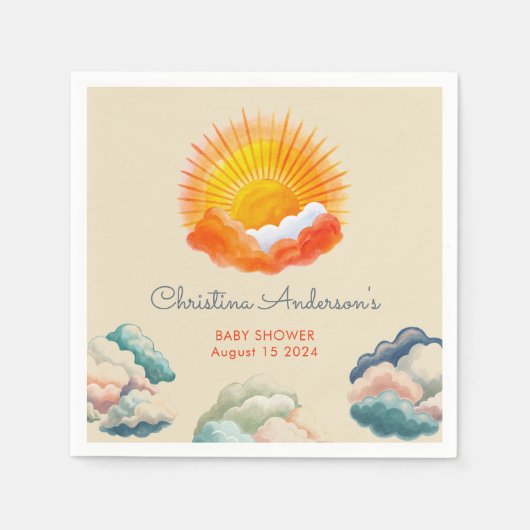 Sonnenschein und Wolken Gelb Graue Retro Baby Dusc Serviette (Vorderseite)