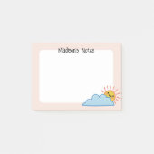 Sonnenschein und Wolken Personalisiert Post-it Klebezettel (Vorderseite)