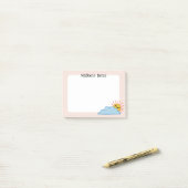 Sonnenschein und Wolken Personalisiert Post-it Klebezettel (Auf Schreibtisch)