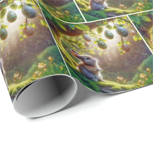 Sonnenschein unter einem Ostereierbaum Geschenkpapier (Rolleneckpunkt)