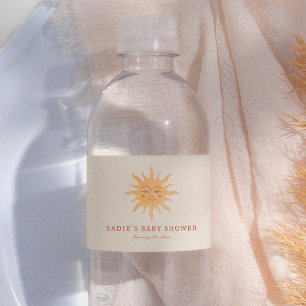 Sonnenschein Vintage Sun Boho Baby Shower Wasserflaschenetikett