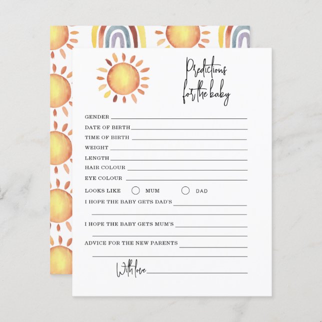 Sonnenschein-Vorhersagen und Ratschläge (Vorne/Hinten)