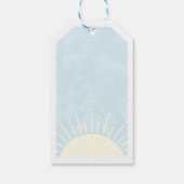 Sonnenschein Wasserfarbe Babydusche im Hintergrund Geschenkanhänger (Rückseite)