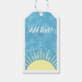 Sonnenschein Wasserfarbe Babydusche im Hintergrund Geschenkanhänger (Vorderseite)