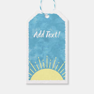 Sonnenschein Wasserfarbe Babydusche im Hintergrund Geschenkanhänger