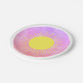 Sonnenschein Wasserfarbe Babydusche im Hintergrund Pappteller (Schrägansicht)