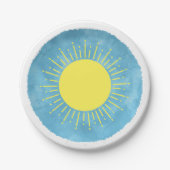 Sonnenschein Wasserfarbe Babydusche im Hintergrund Pappteller (Vorderseite)