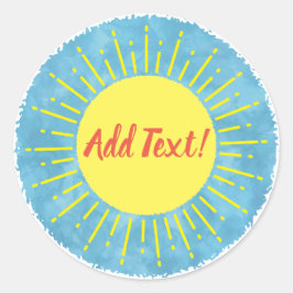 Sonnenschein Wasserfarbe Babydusche im Hintergrund Runder Aufkleber