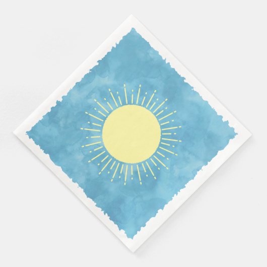 Sonnenschein Wasserfarbe Babydusche im Hintergrund Serviette (Ecke)