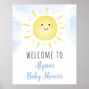 Sonnenschein Wolken Blue Boy Baby Dusche Willkomme Poster