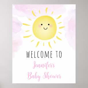 Sonnenschein Wolken Pink Girl Baby Dusche Willkomm Poster