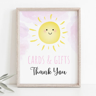 Sonnenschein Wolken Pink Girl Cards & Gifts Zeiche Poster