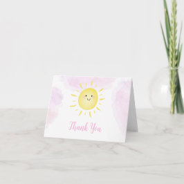 Sonnenschein Wolken Pink Girl Geburtstag Dankeskarte