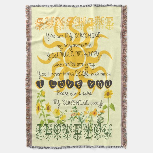 Sonnenschein-Wolldecke mit Herzen Decke (Vorderseite Vertikal)