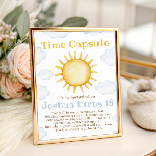 Sonnenschein-Zeitkapsel-Tischschild Sockelschild