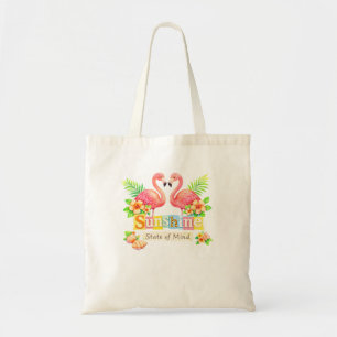 Sonnenschein-Zustand Flamingo Tropische Blumen Tragetasche