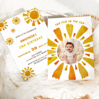 Sonnenschein zweiten Geburtstag zwei Spaß in der S Einladung