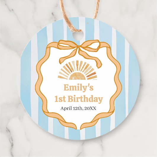 Sonnenscheinblaue Gingham-Geschenkanhänger für Geb Geschenkanhänger