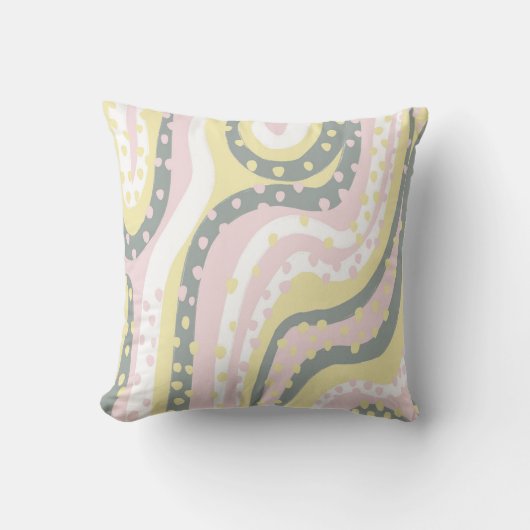Sonnenscheinende Wirbel rosa, buttergelb und grau Kissen (Vorderseite)