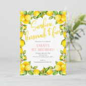 Sonnenscheinlemonade, Lemon 1. Geburtstagseinladun Einladung (Stehend Vorderseite)