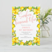Sonnenscheinlemonade, Lemon 1. Geburtstagseinladun Einladung (Stehend Vorderseite)